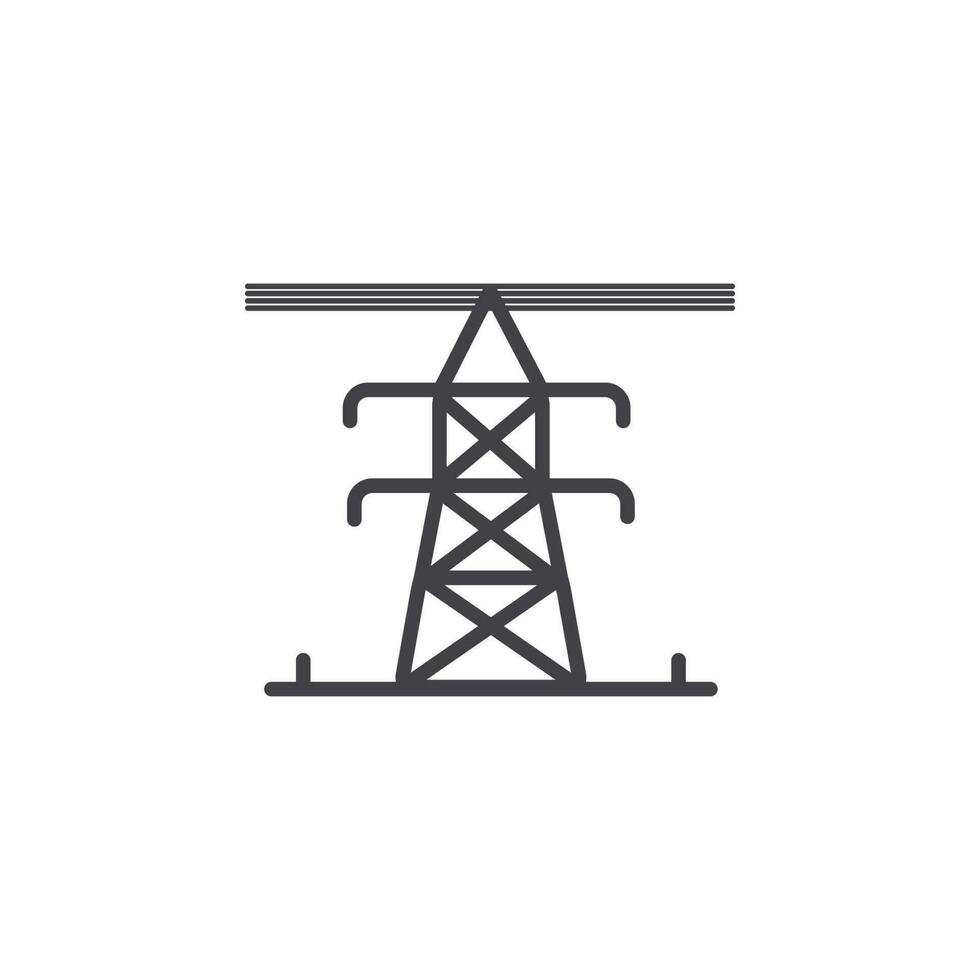 High voltage electric line pylon vector icon illustration