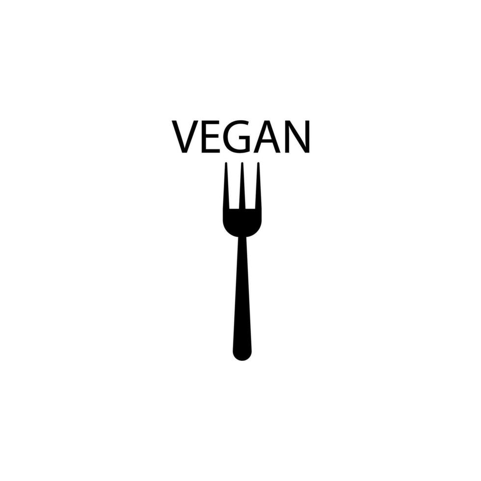 tenedor, palabra vegano vector icono ilustración