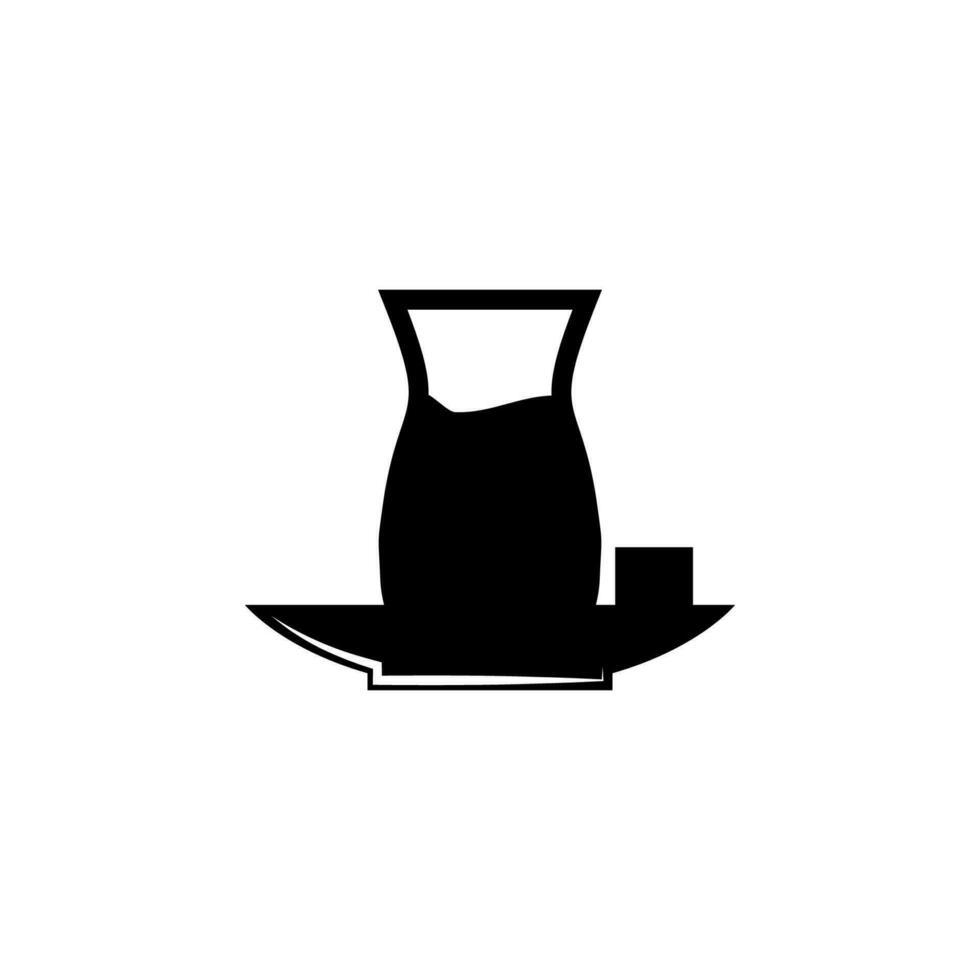 tea with a lump of sugar vector icon illustration