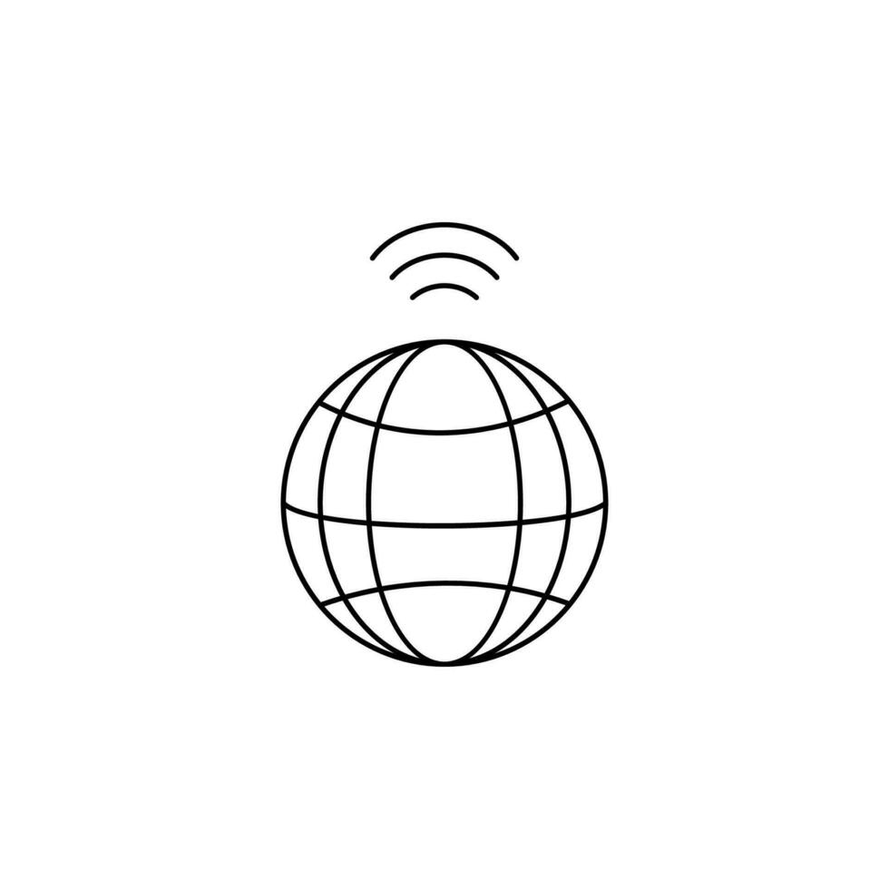 Globe, waves, signal vector icon illustration