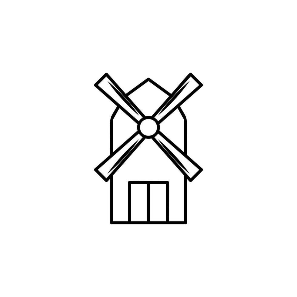 Windmill line vector icon illustration