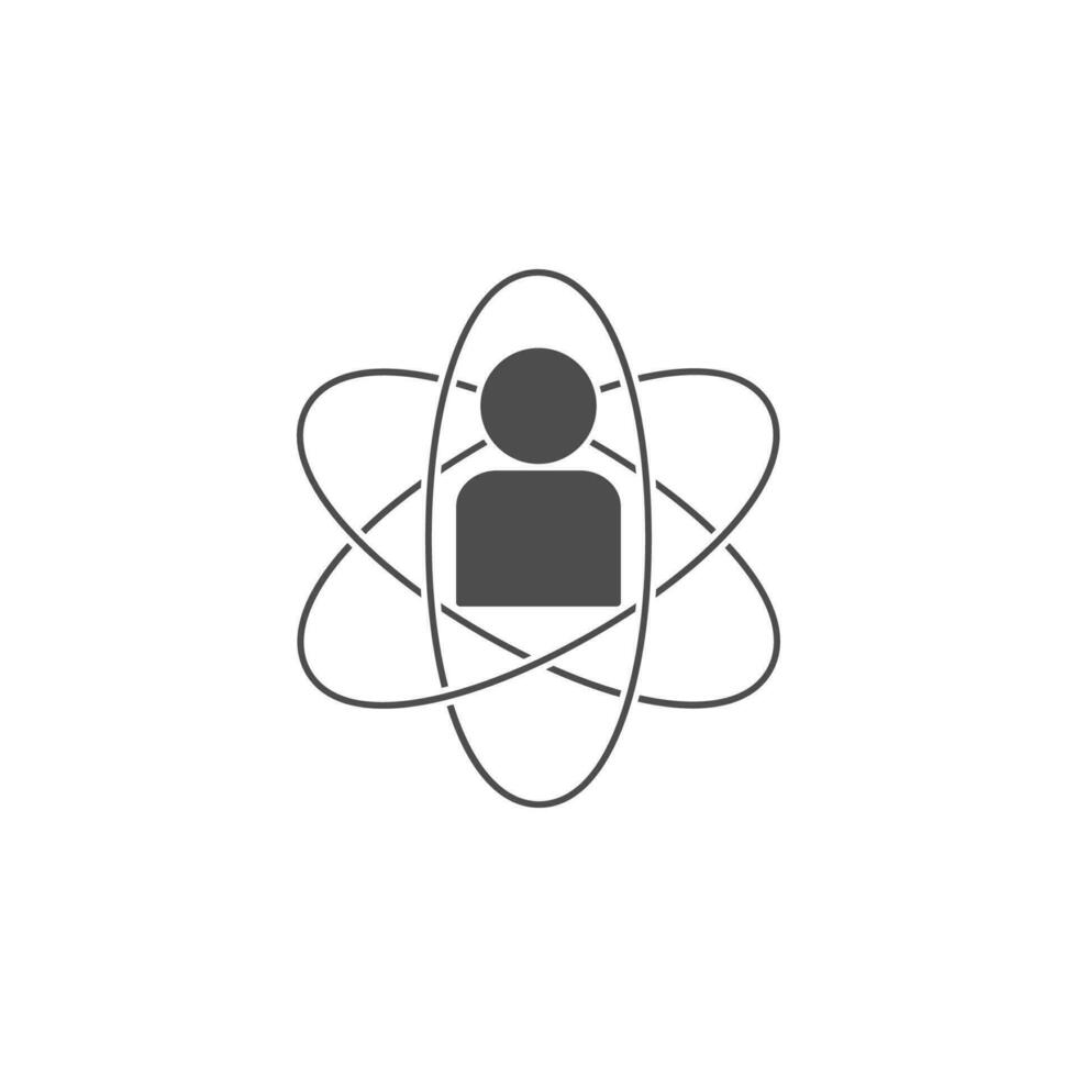 man in the circle of the atom line vector icon illustration
