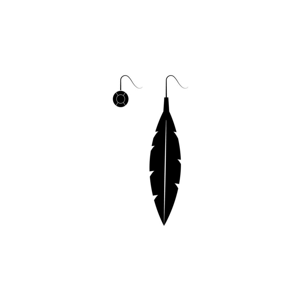 an earring with a stone and a feather vector icon illustration