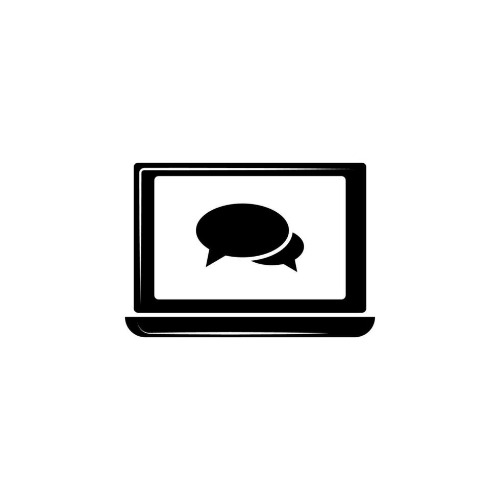 technology laptop mail bubble speech pictogram vector icon illustration