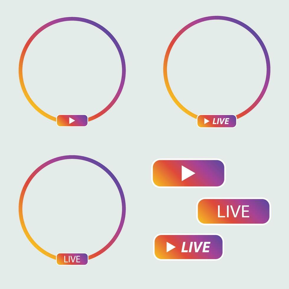 Gradient circle and buttons live streaming on social media vector