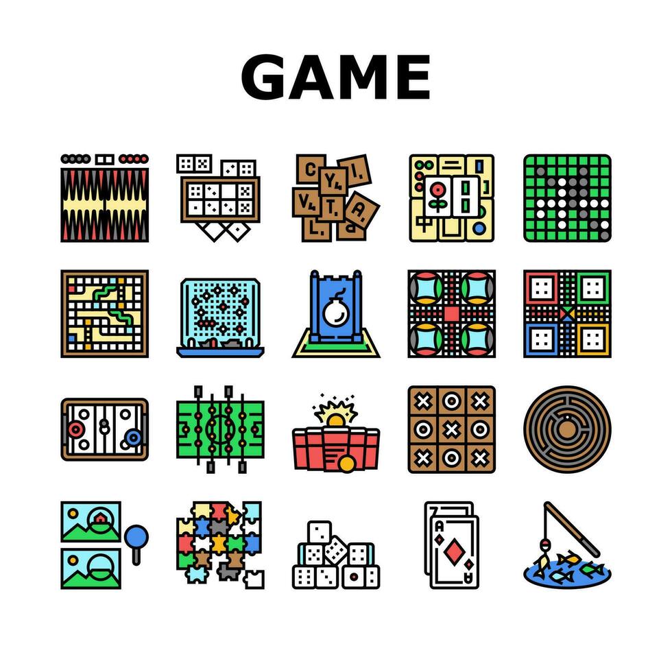 game table play board icons set vector