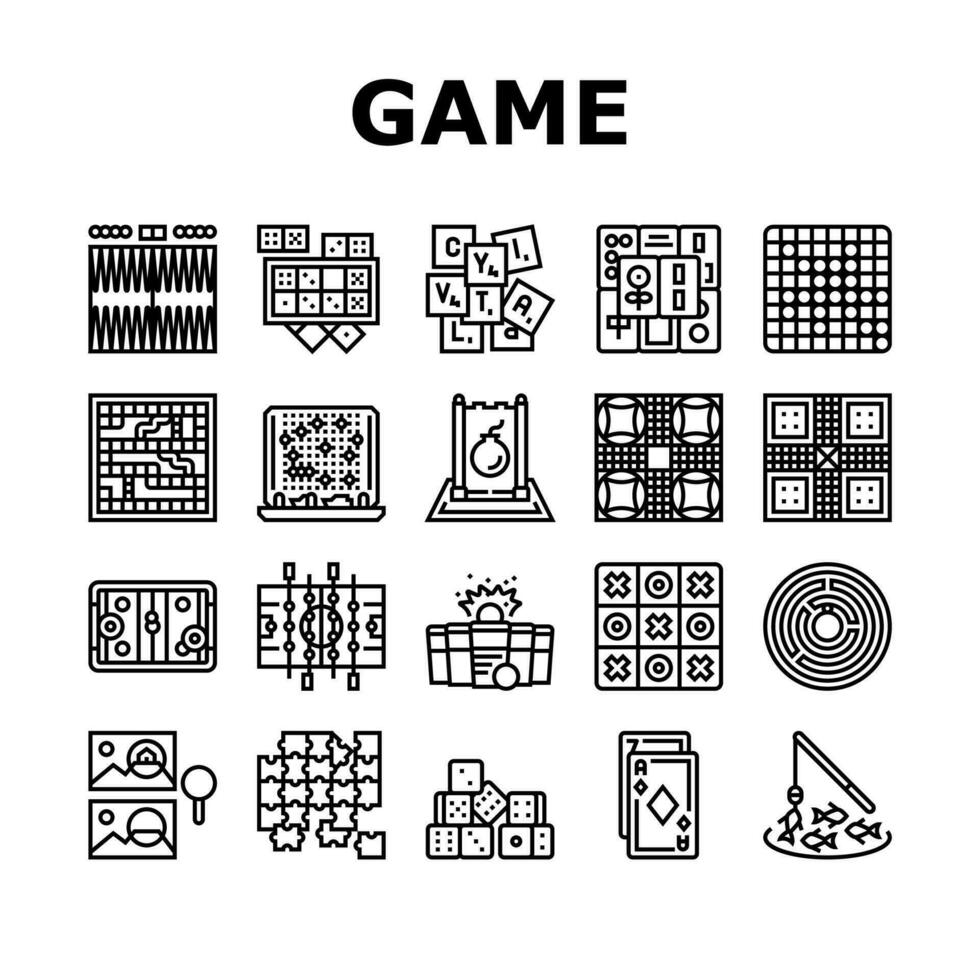 game table play board icons set vector