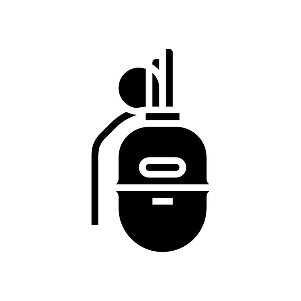 mano granada arma guerra glifo icono vector ilustración