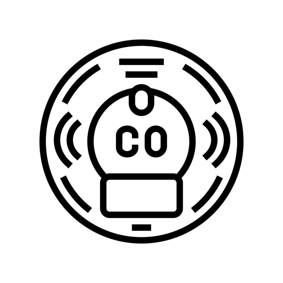 smart carbon monoxide detector home line icon vector illustration