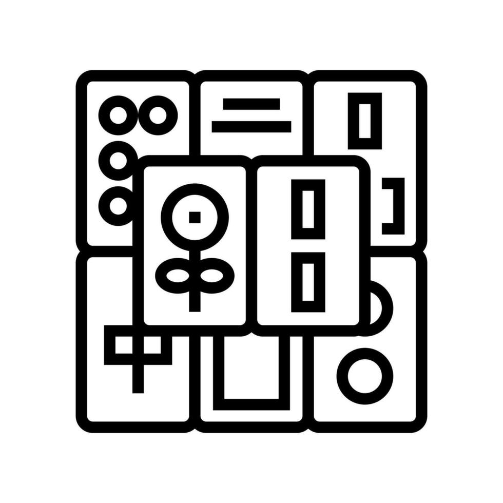 dominó chino losas tablero mesa línea icono vector ilustración