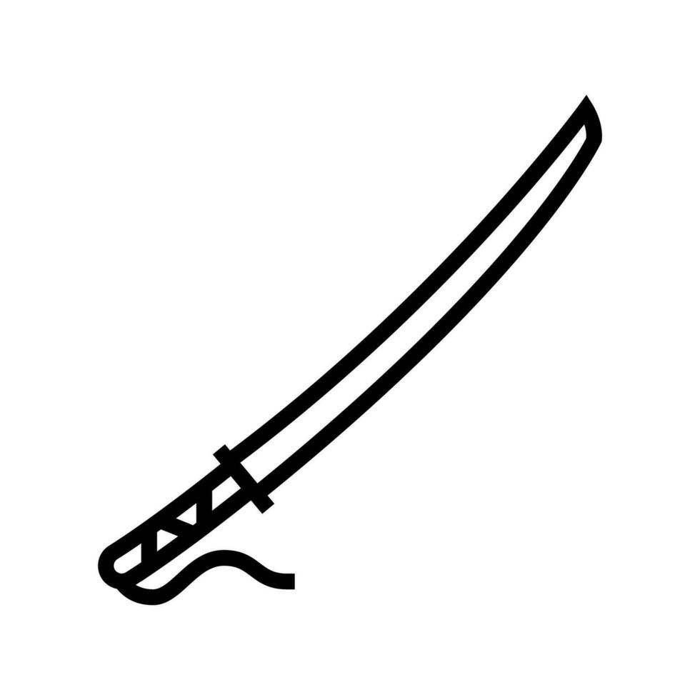 katana arma militar línea icono vector ilustración