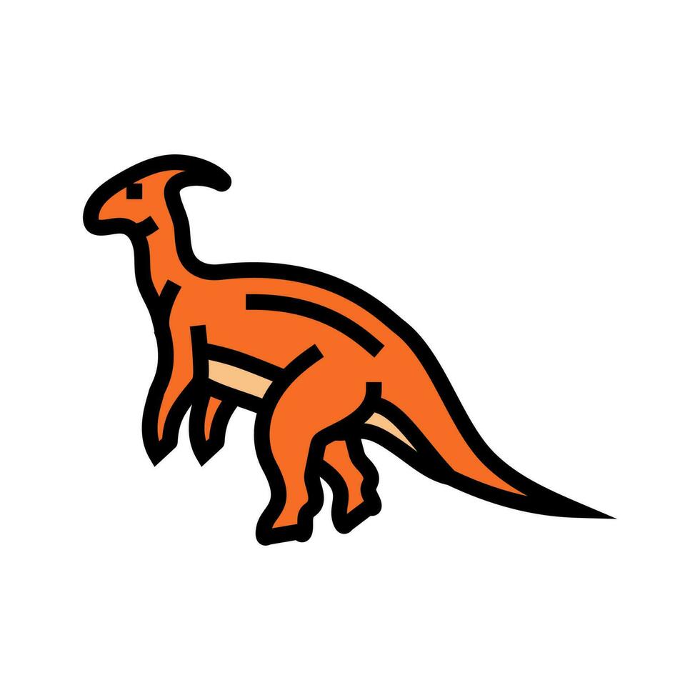 parasaurolophus dinosaur animal color icon vector illustration