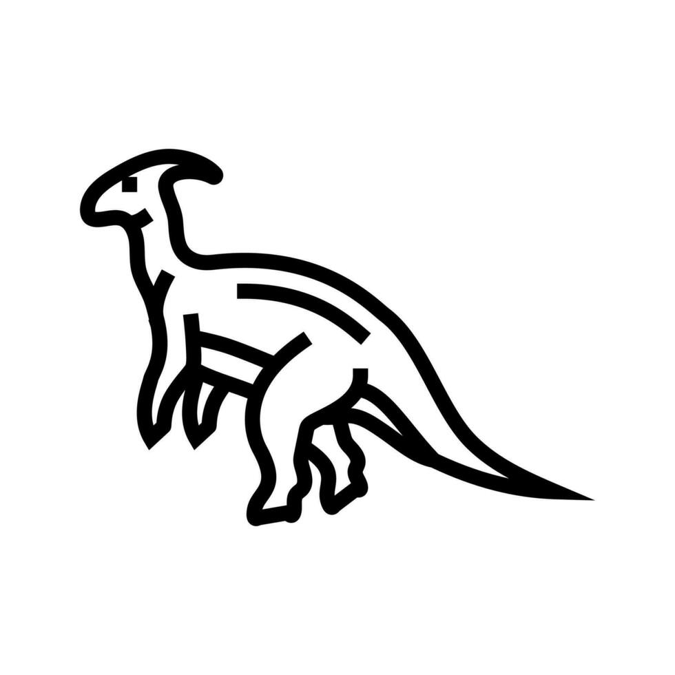 parasaurolophus dinosaur animal line icon vector illustration