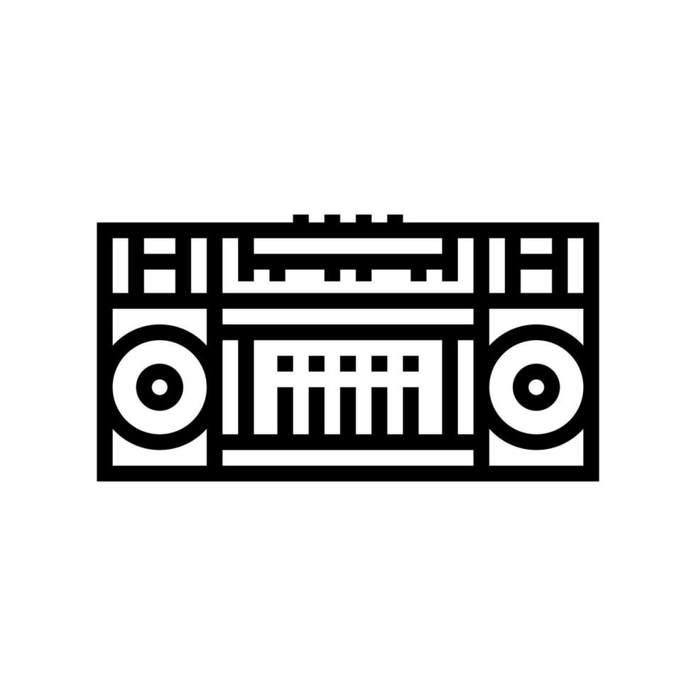 retro radio hipster retro línea icono vector ilustración