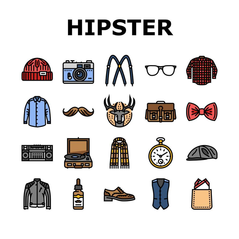 hipster retro vintage old style icons set vector