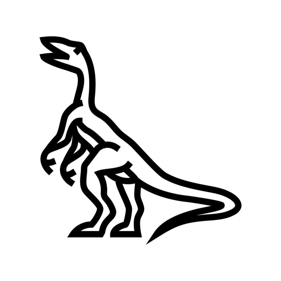 compsognathus dinosaurio animal línea icono vector ilustración