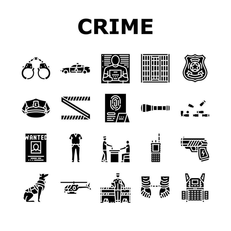 crime scene police evidence icons set vector