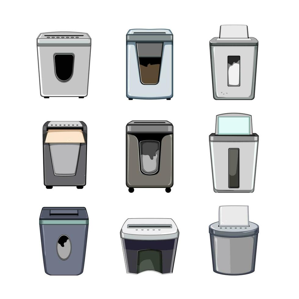 cut shredder set cartoon vector illustration