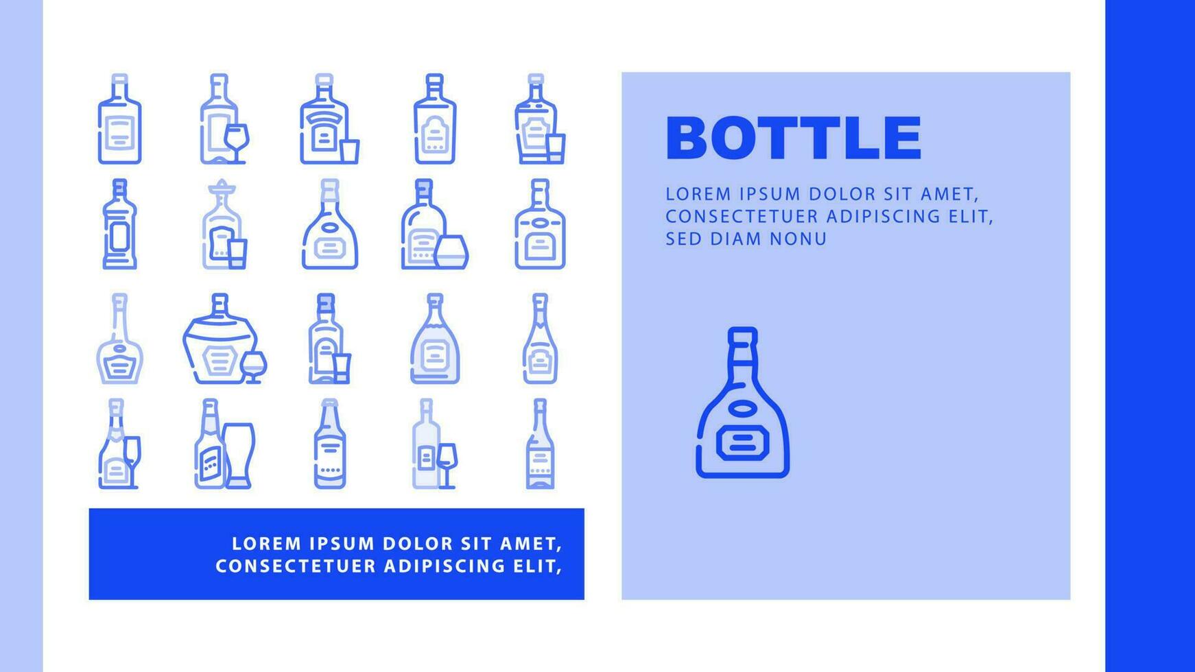 glass bottle alcohol container icons set vector