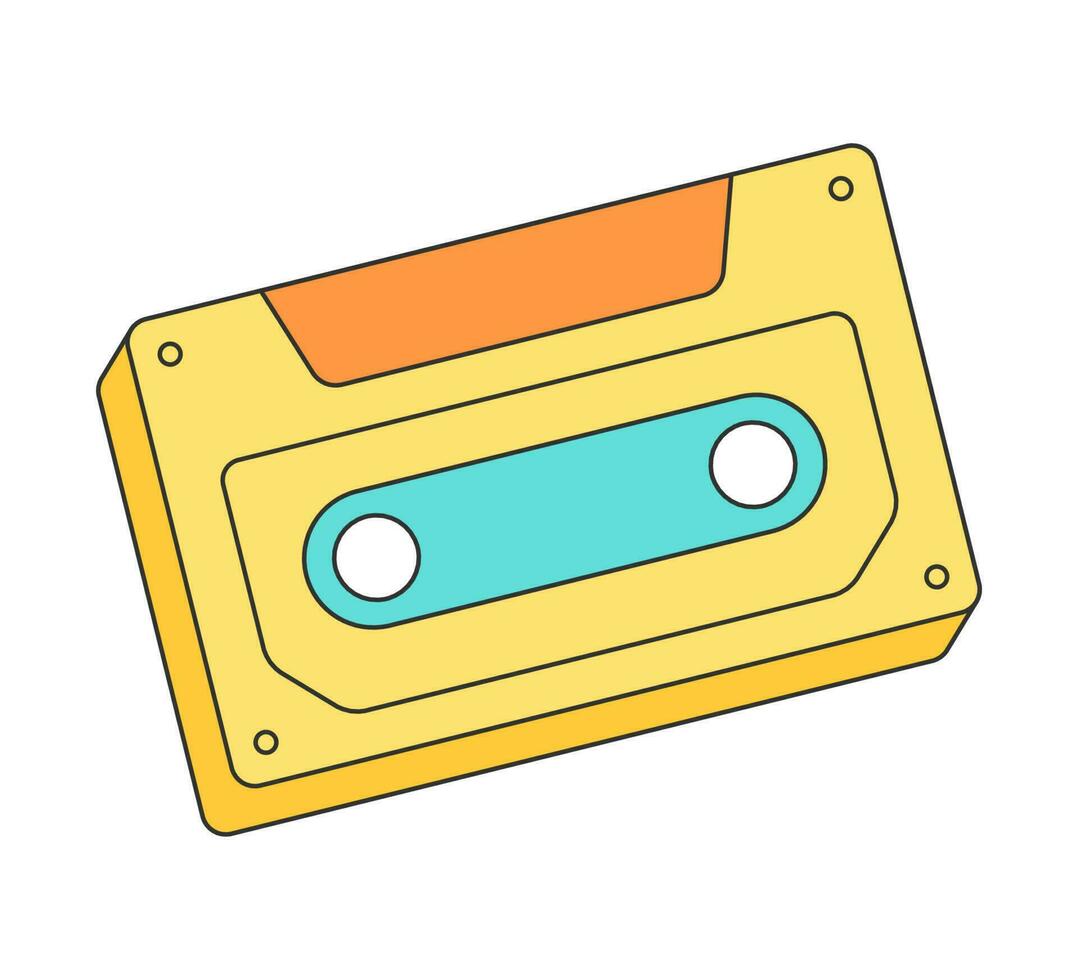 retro maravilloso audio casete cinta. Clásico hippie dibujos animados medios de comunicación estéreo música pegatina. hippy estilo de moda y2k miedoso vector aislado eps ilustración