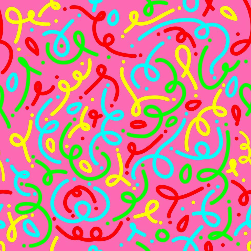 90s seamless pattern squiggle kid vector