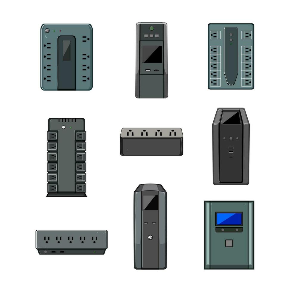 battery backup set cartoon vector illustration