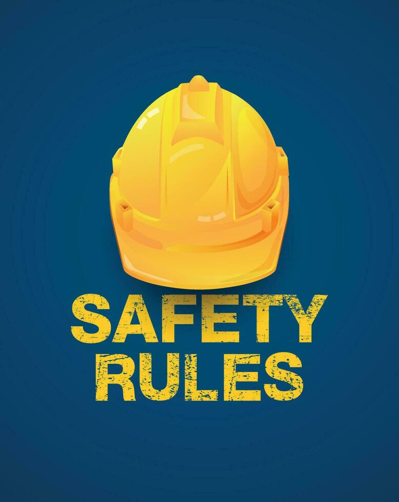 safety rules , health and safety first, Engineer helmet on background