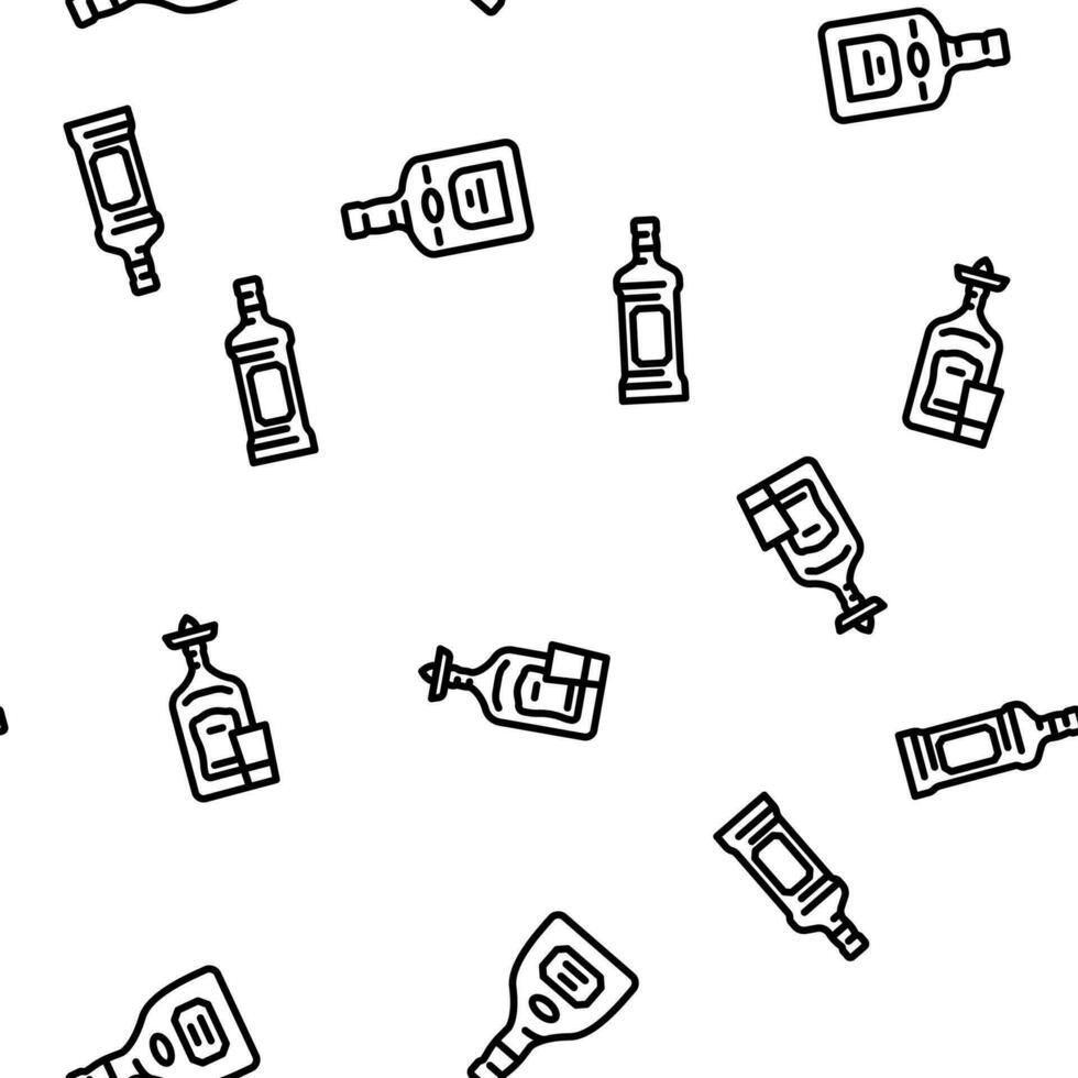 glass bottle alcohol container vector seamless pattern