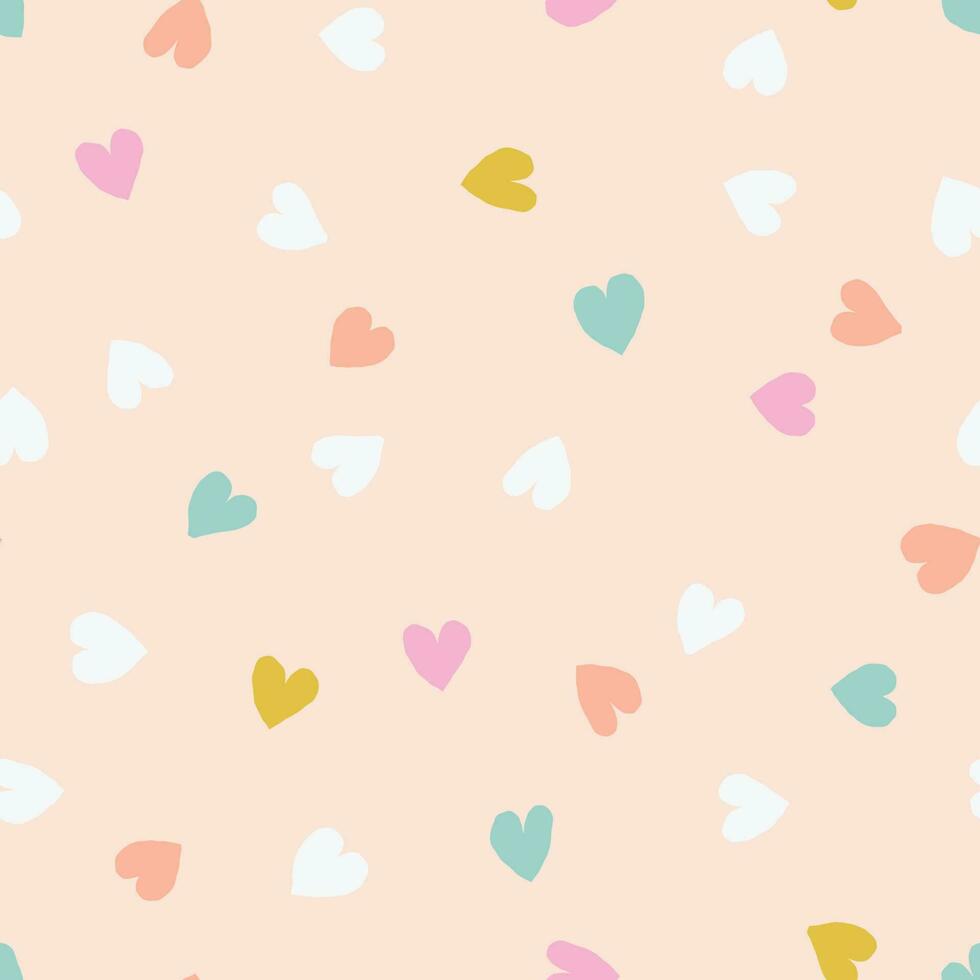 Cute seamless pattern with small hand drawn hearts. Vector hearted texture. Romantic background with small hearts