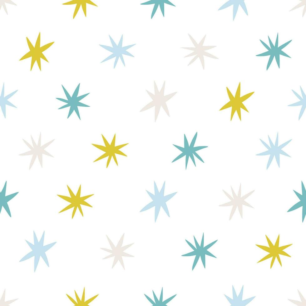 Seamless pattern with Stars. Vector texture with different Stars. Abstract celestial background