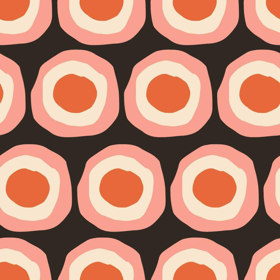 Bold creative seamless pattern in Mid Century Style. Vintage abstract texture with big circles. Dotted retro background vector