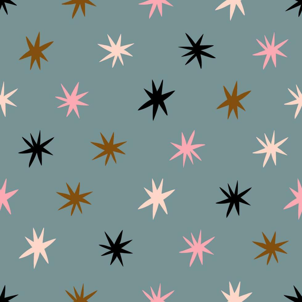 Seamless pattern with Stars. Vector texture with different Stars. Abstract celestial background