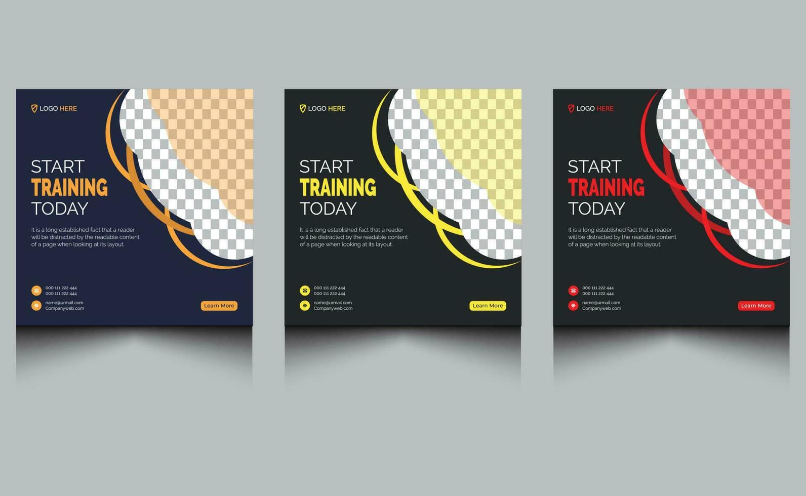 Abstract modern elegant creative corporate professional clean gym fitness sport square web banner social media post template design. vector