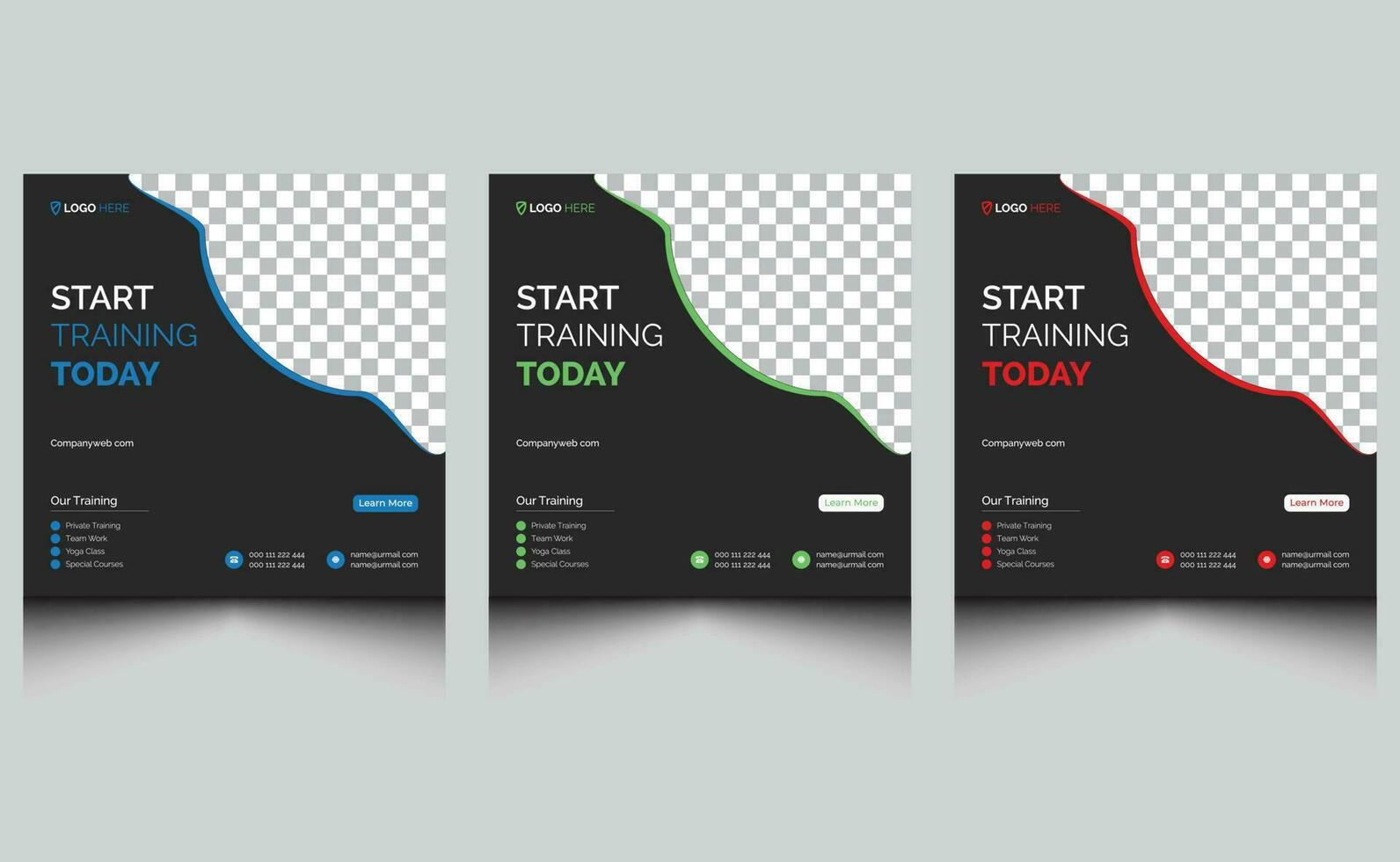 Abstract creative modern corporate fitness gym square sport web banner social media post template design. vector