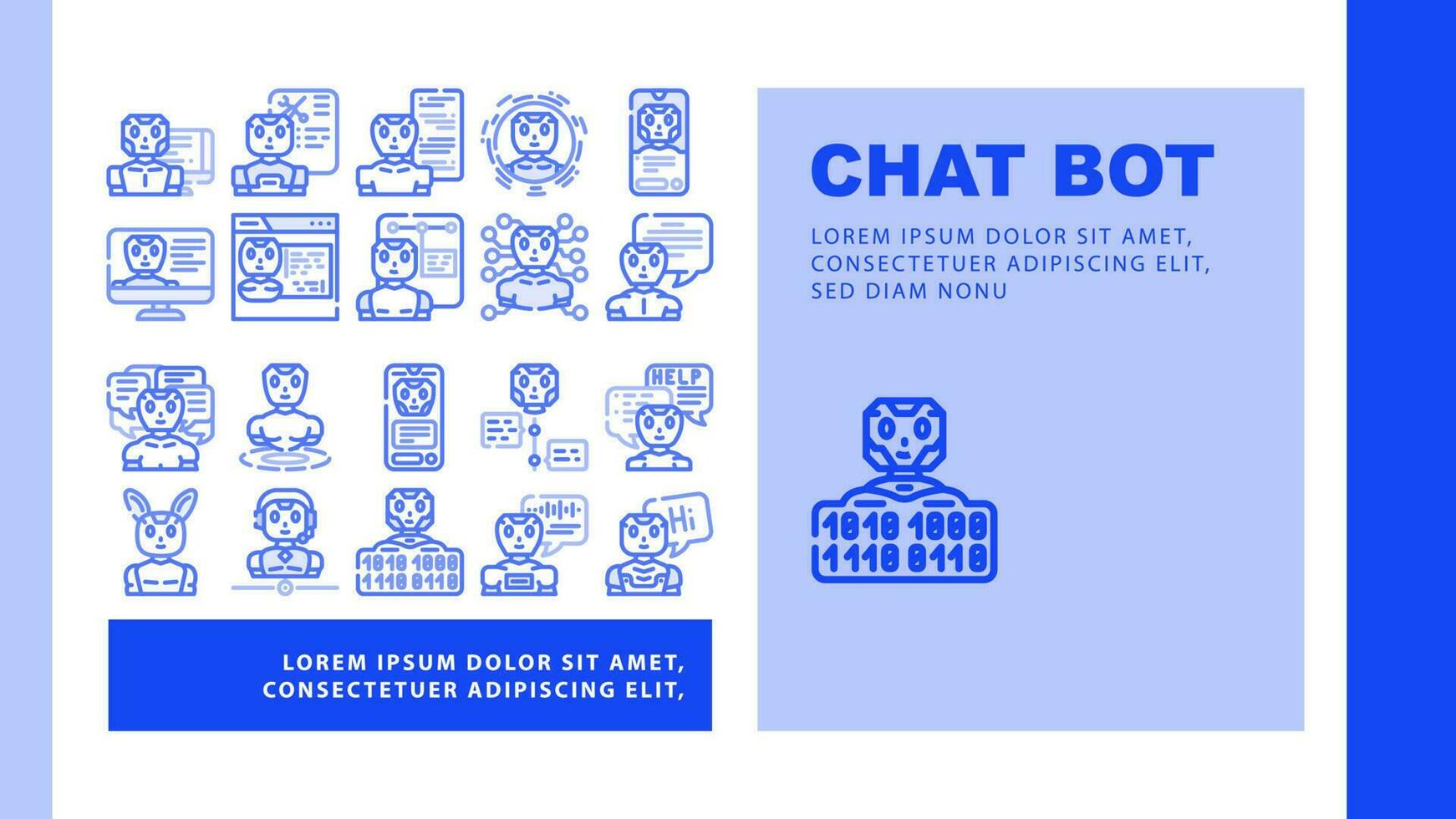 chat bot robot service icons set vector