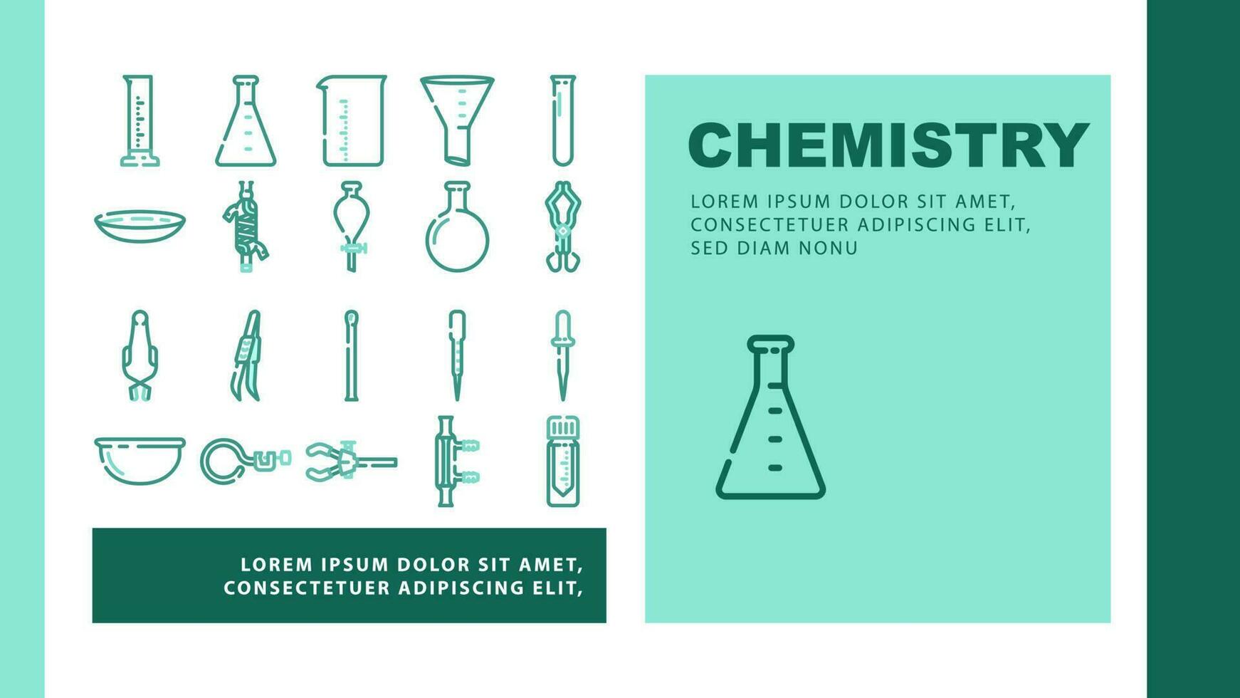 chemistry laboratory flask test icons set vector