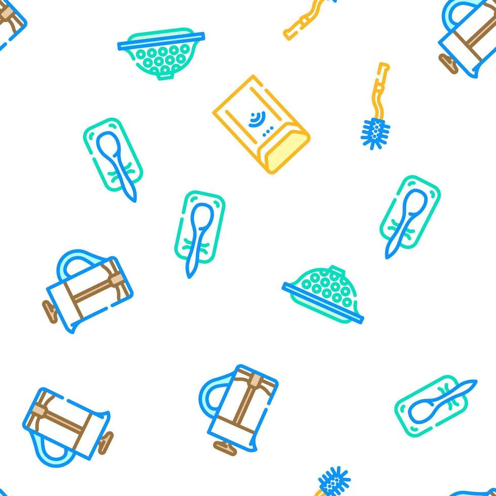 kitchen cooking cookware utensil vector seamless pattern
