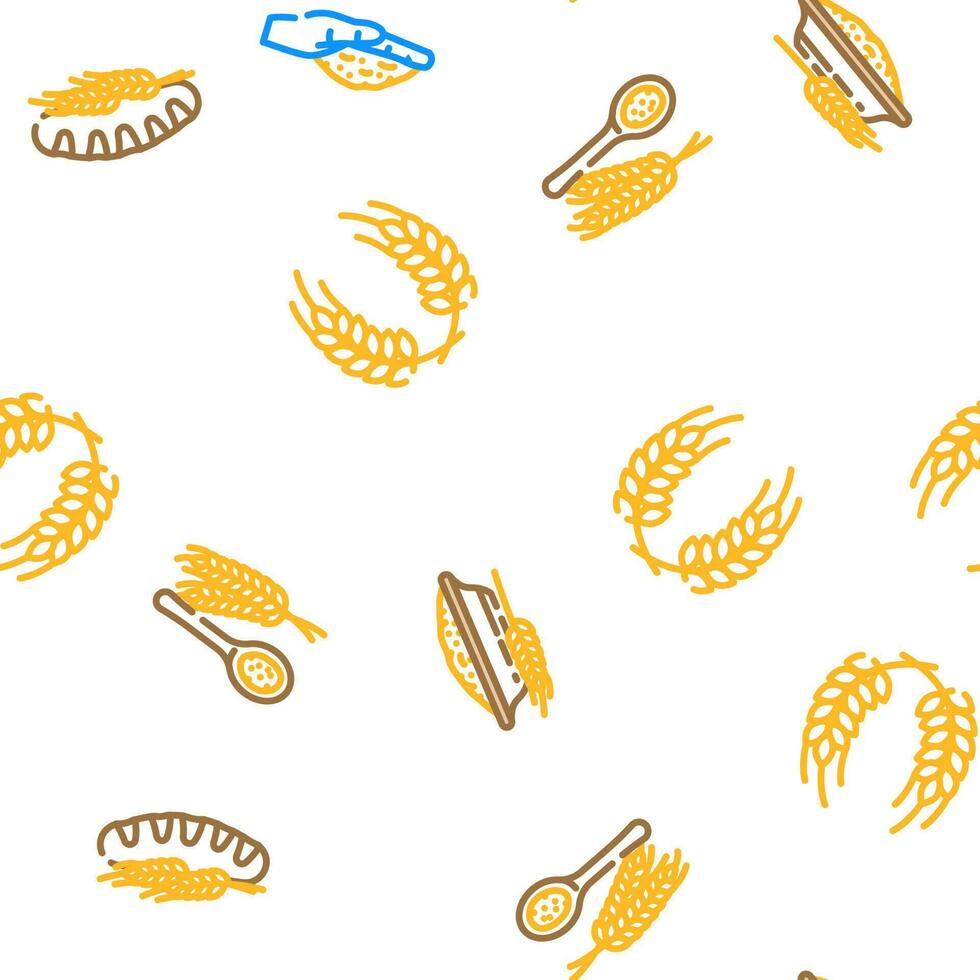 wheat grain cereal plant vector seamless pattern