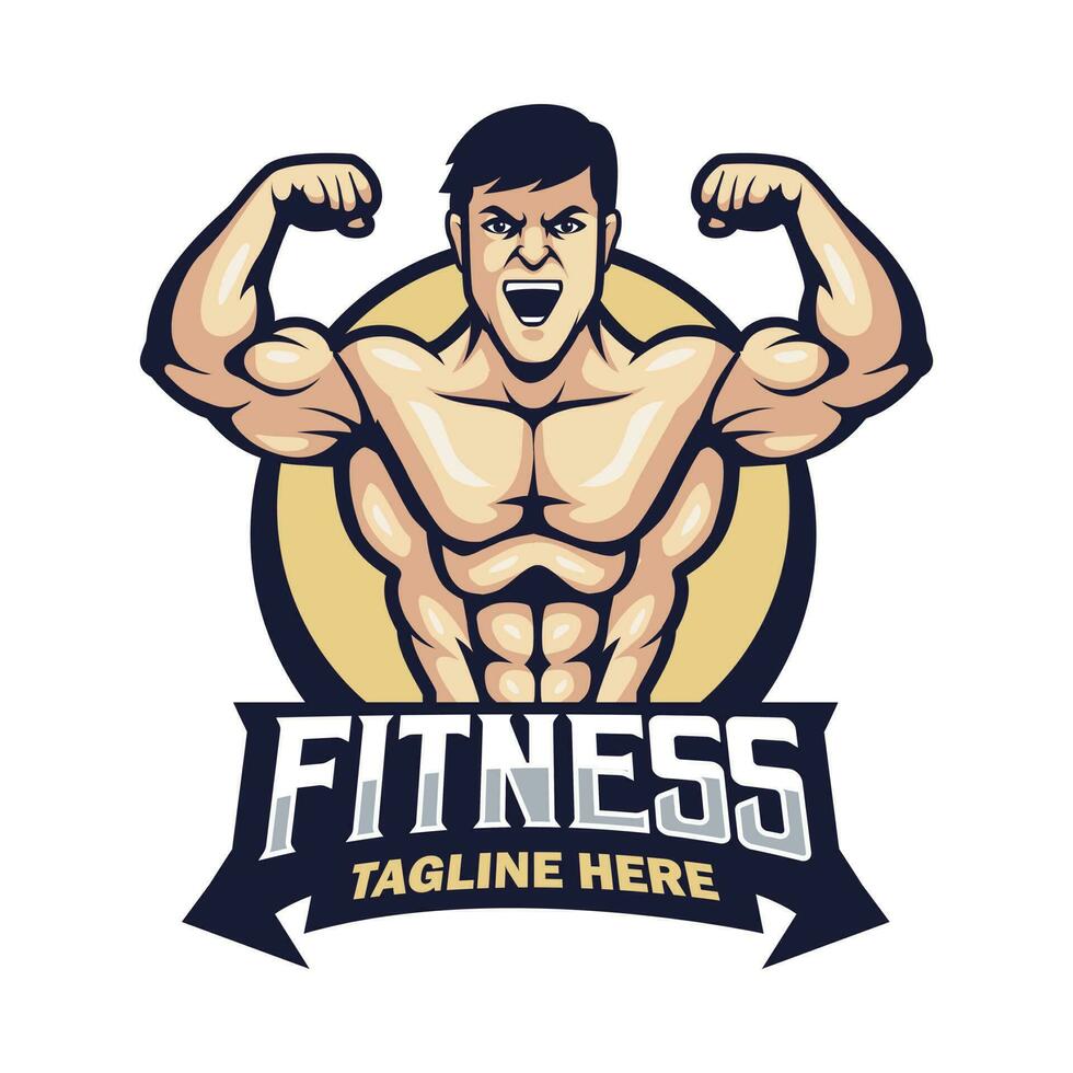 ilustración muscular hombre logo y mascota vector