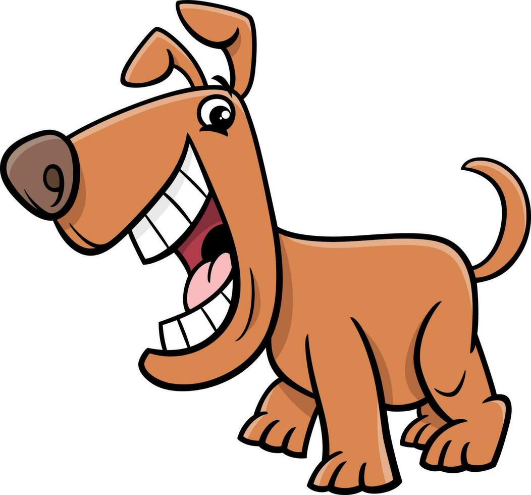 happy cartoon brown dog comic animal character vector