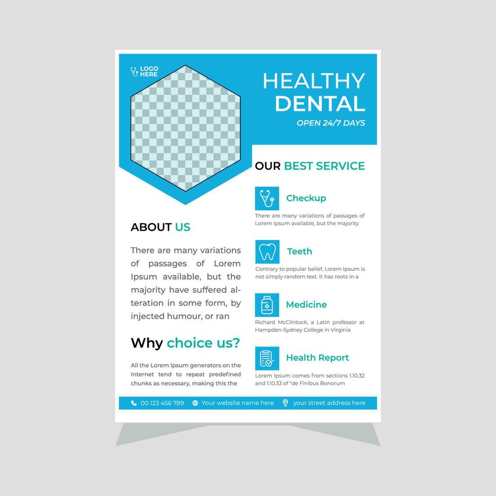 Clean And Modern Dental Flyer Design. vector