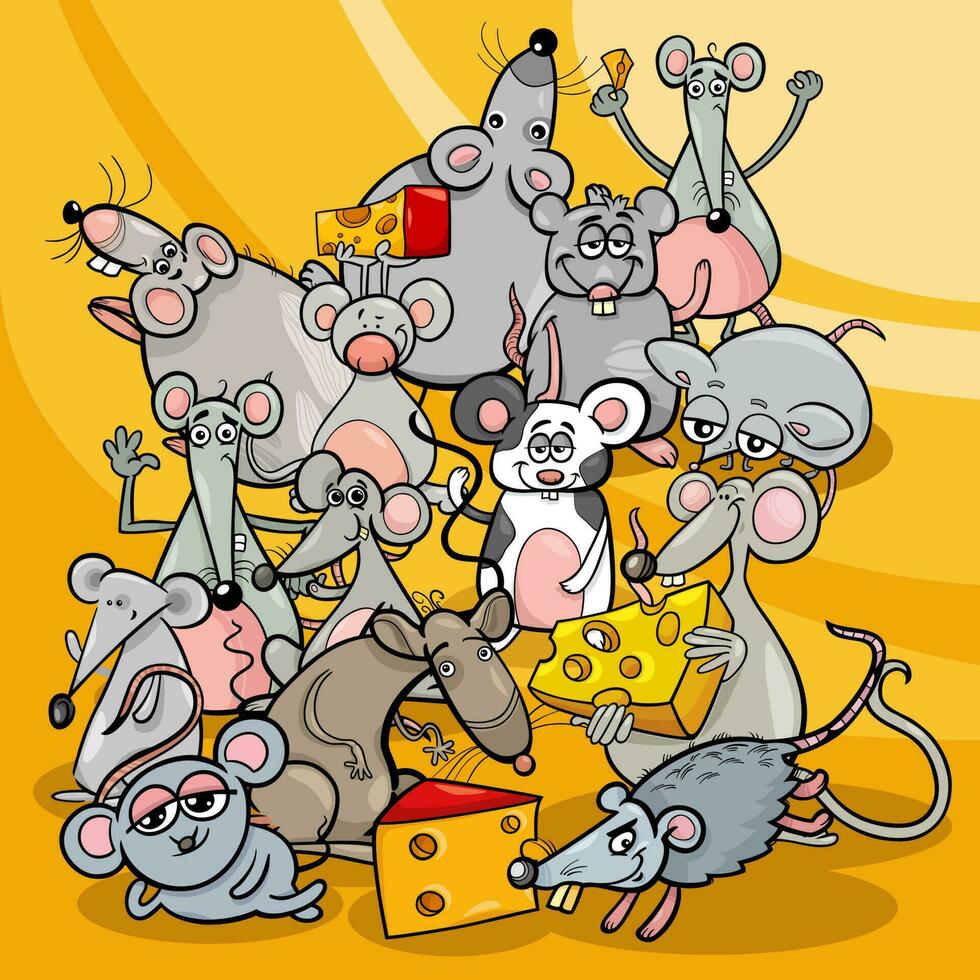 cartoon mice and rats comic animal characters vector