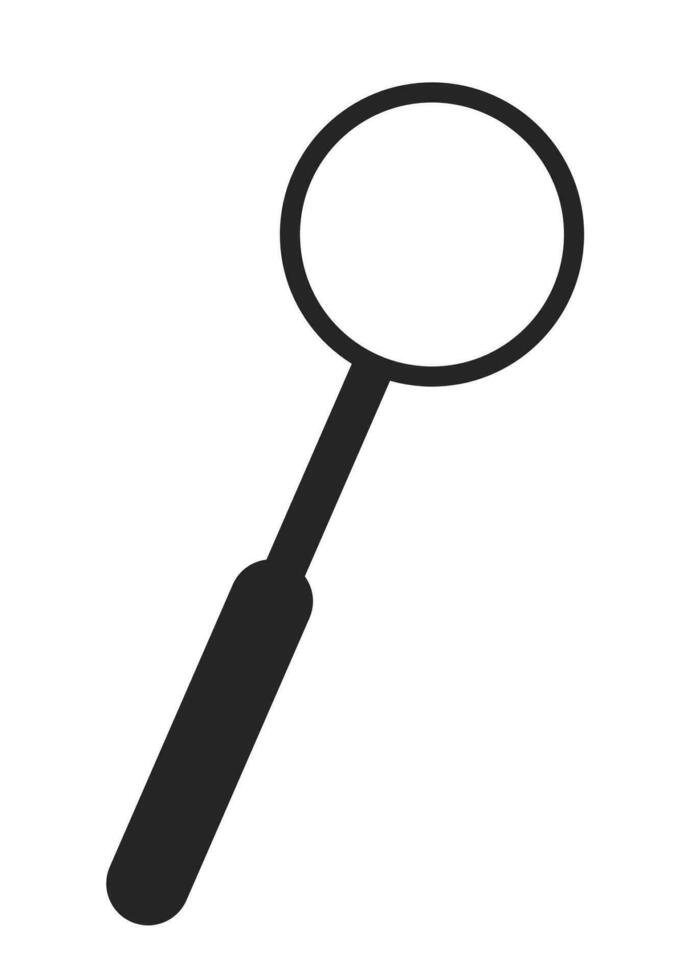 Magnifying glass with handle flat line black white vector object. Optical device, loupe. Editable cartoon style icon. Simple isolated outline spot illustration for web graphic design and animation