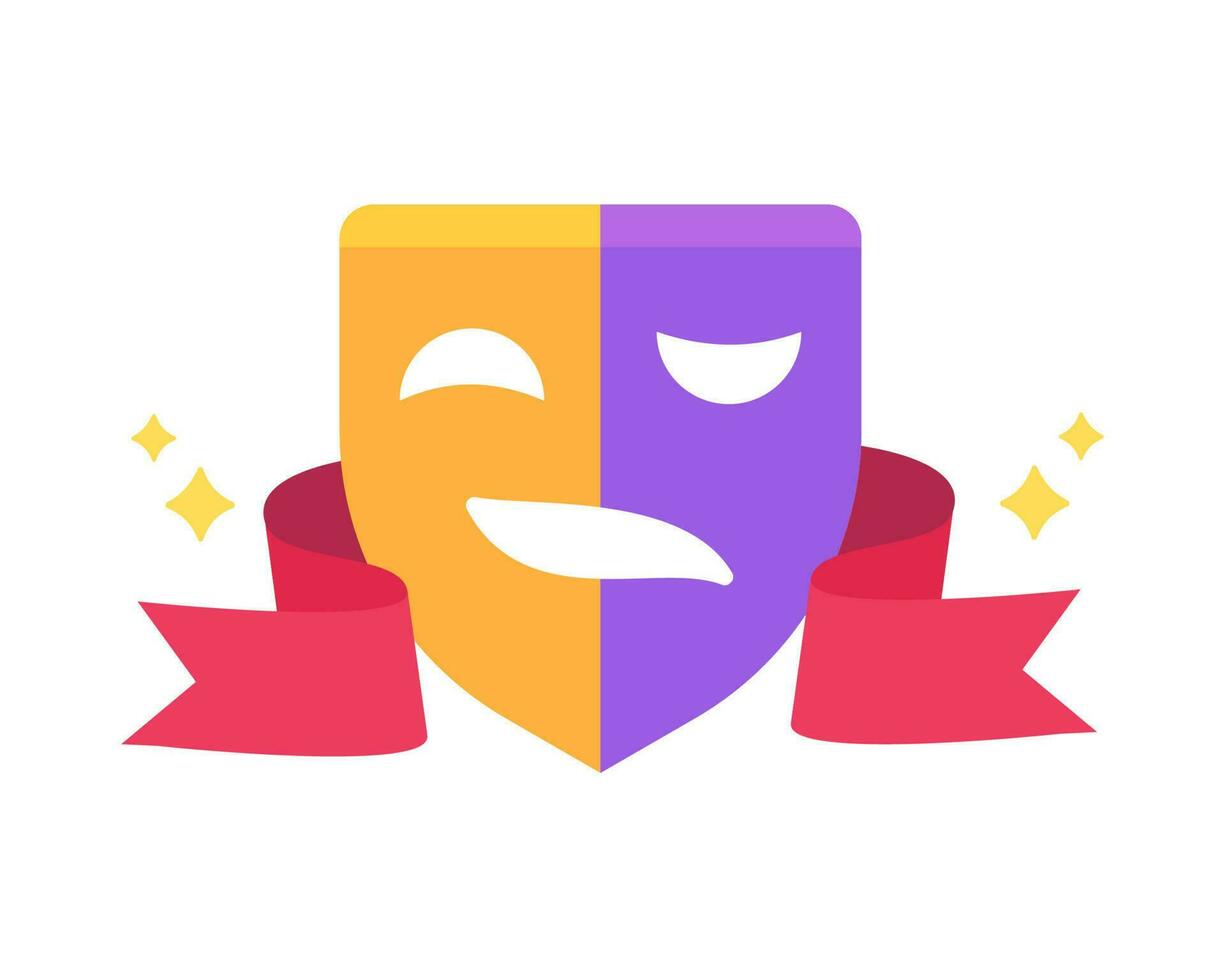 emotional mask Showing drama and comedy movies. Psychological status of patients with bipolar disorder vector