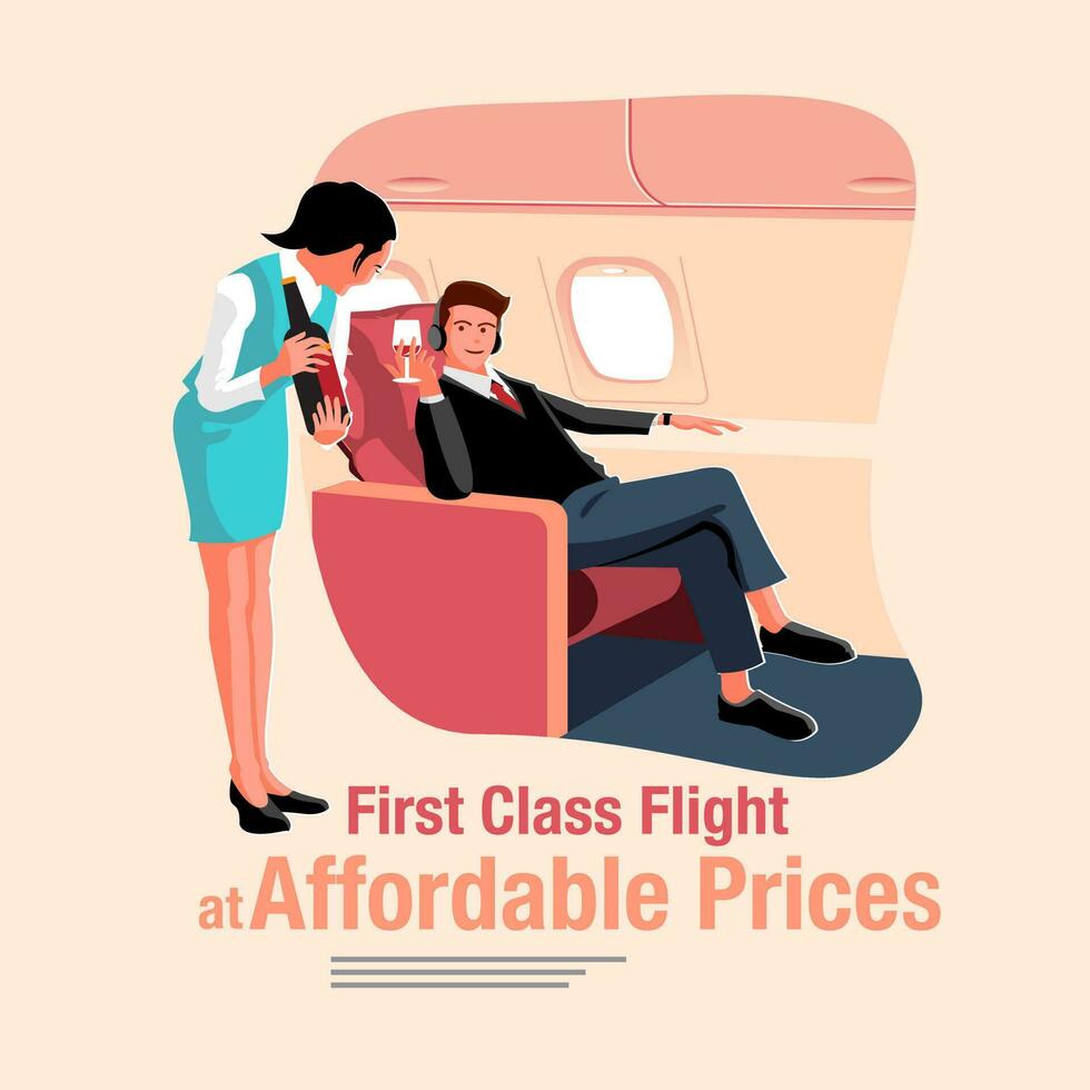 First Class Flight illustration. vector