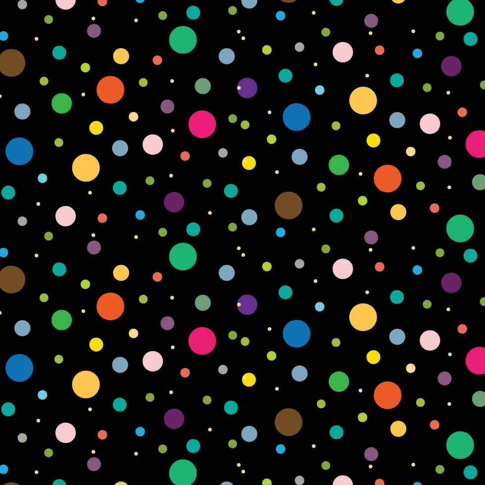 abstract seamless polka dot pattern with black bg. vector