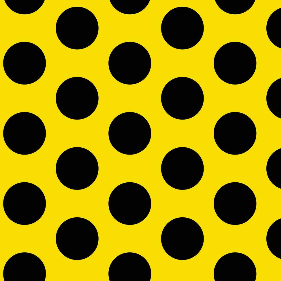 abstract seamless repeat black polka dot pattern with yellow bg. vector