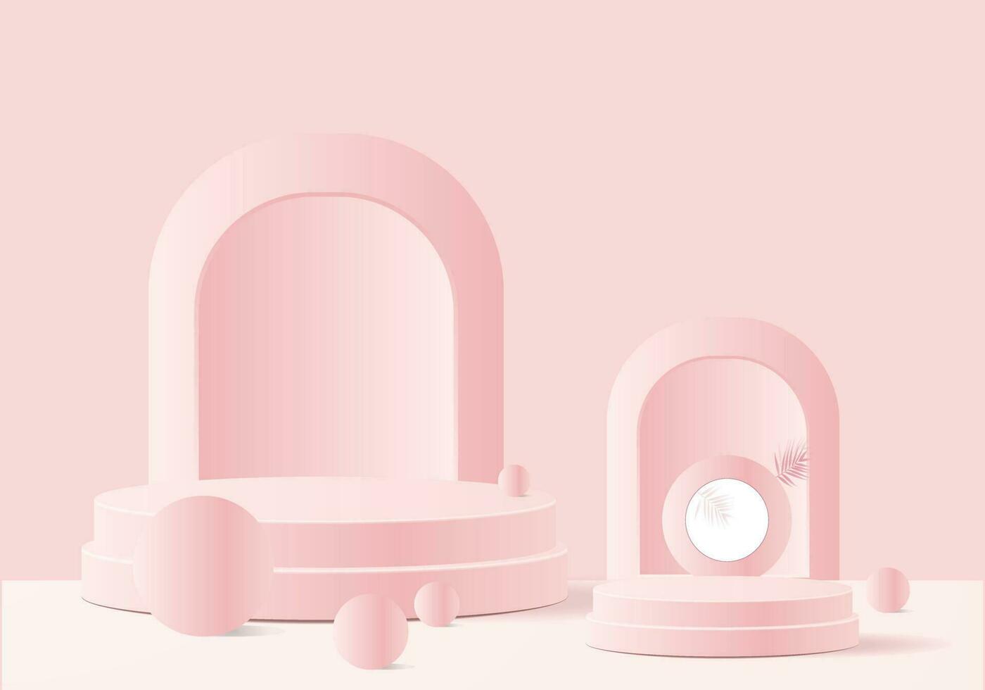 Minimal Pink 3D Podium with Geometric Shapes for Product Display vector