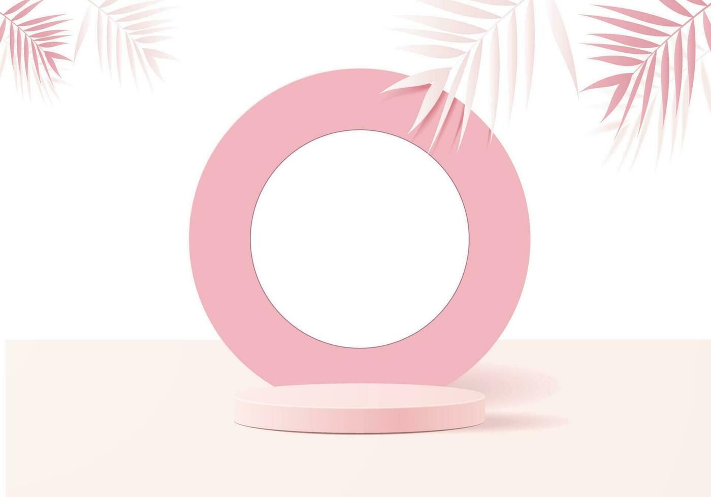 Minimal Pink 3D Podium with Geometric Shapes for Product Display vector