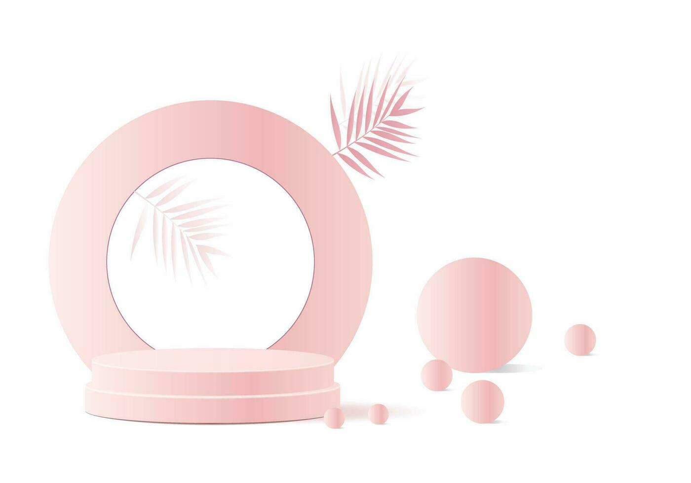 Minimal Pink 3D Podium with Geometric Shapes for Product Display vector